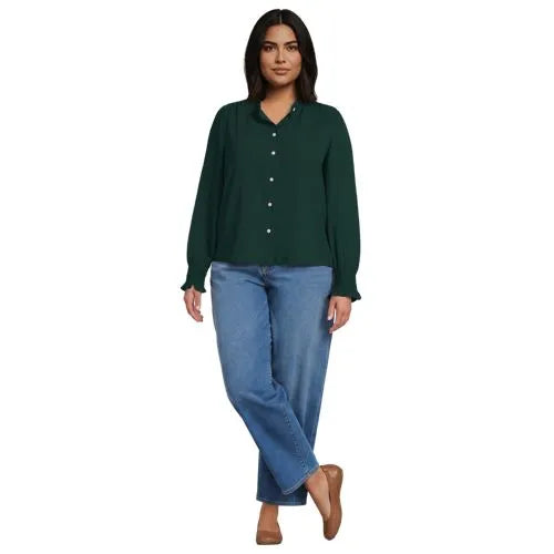 Women's Creaseless Button Front Blouse with Tie