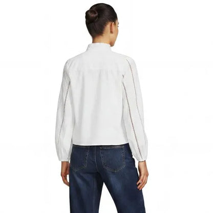 Women's Ruffle Neck Button Front Shirt