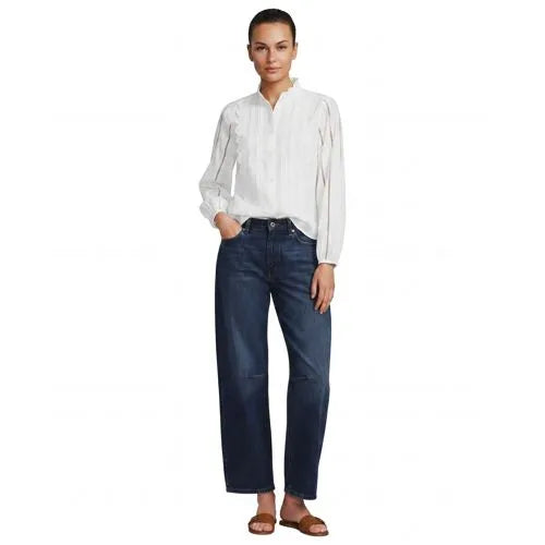 Women's Ruffle Neck Button Front Shirt