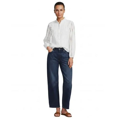 Women's Ruffle Neck Button Front Shirt