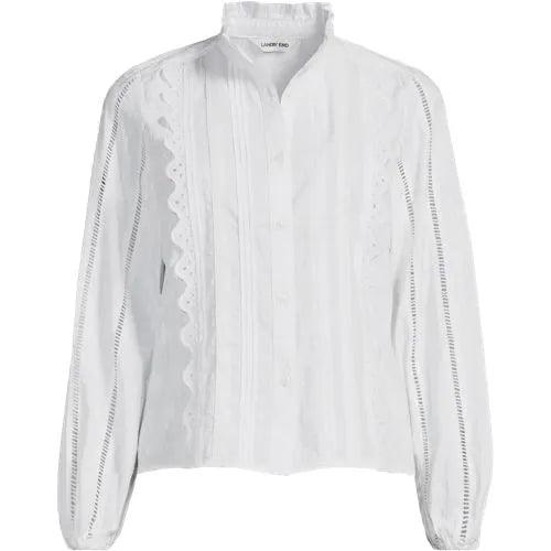 Women's Ruffle Neck Button Front Shirt