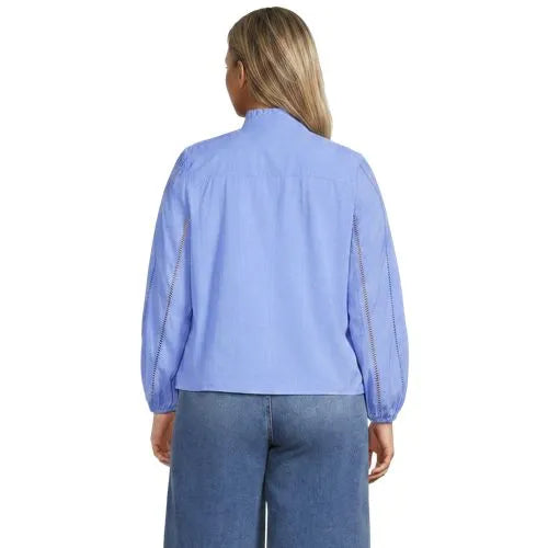 Women's Ruffle Neck Button Front Shirt