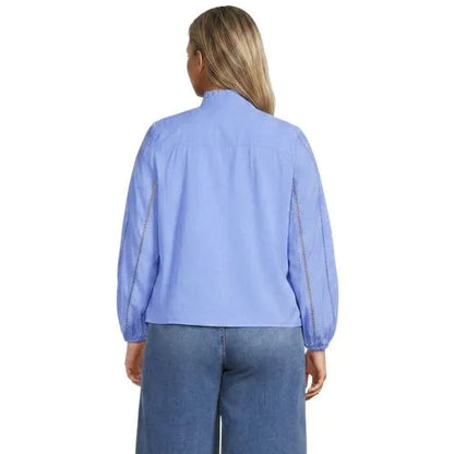 Women's Ruffle Neck Button Front Shirt