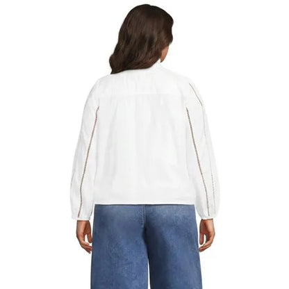 Women's Ruffle Neck Button Front Shirt