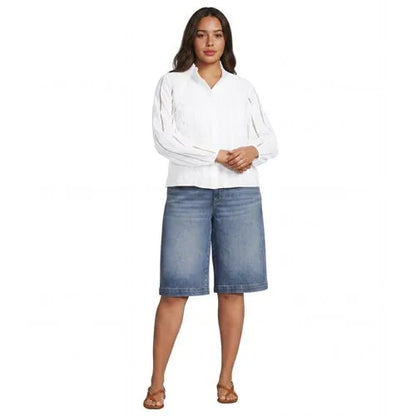 Women's Ruffle Neck Button Front Shirt