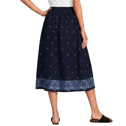 Women's Poplin Pull On Midi Skirt