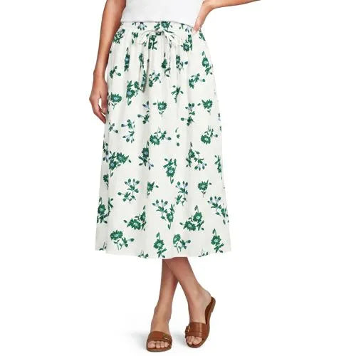 Women's Poplin Pull On Midi Skirt