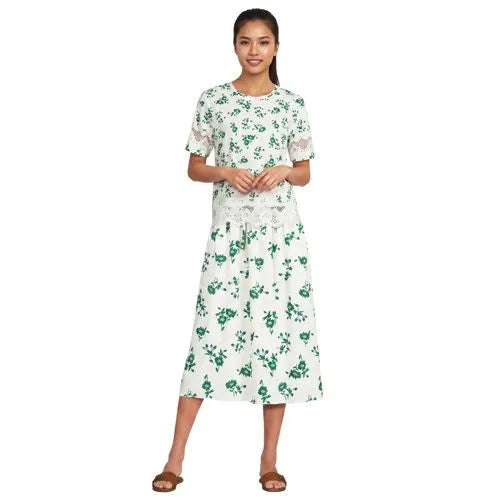 Women's Poplin Pull On Midi Skirt