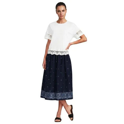 Women's Poplin Pull On Midi Skirt