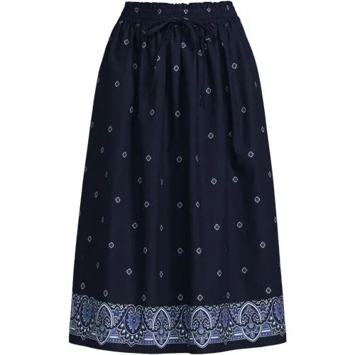 Women's Poplin Pull On Midi Skirt