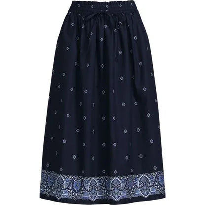 Women's Poplin Pull On Midi Skirt
