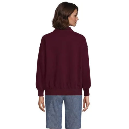 Women's Long Sleeve Serious Sweats Polo Collar Sweatshirt