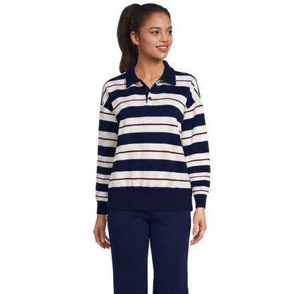 Women's Long Sleeve Serious Sweats Polo Collar Sweatshirt