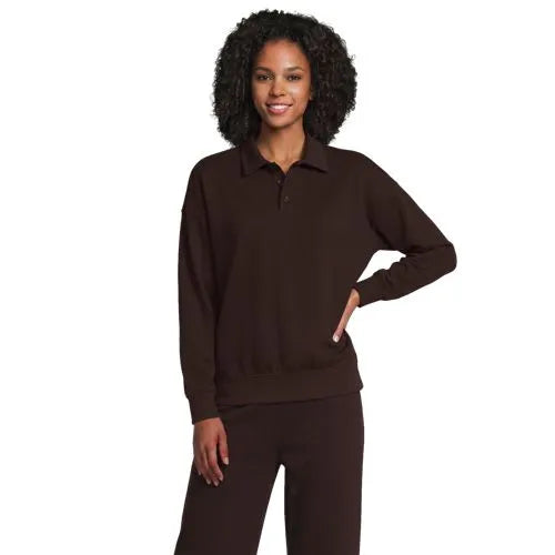 Women's Long Sleeve Serious Sweats Polo Collar Sweatshirt