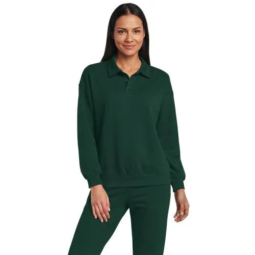 Women's Long Sleeve Serious Sweats Polo Collar Sweatshirt