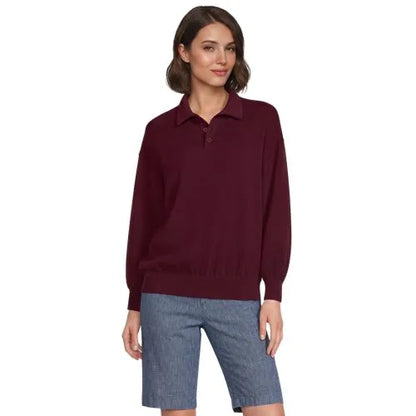 Women's Long Sleeve Serious Sweats Polo Collar Sweatshirt