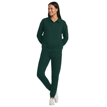 Women's Long Sleeve Serious Sweats Polo Collar Sweatshirt