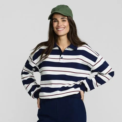 Women's Long Sleeve Serious Sweats Polo Collar Sweatshirt