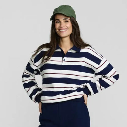 Women's Long Sleeve Serious Sweats Polo Collar Sweatshirt