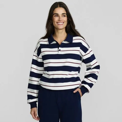 Women's Long Sleeve Serious Sweats Polo Collar Sweatshirt