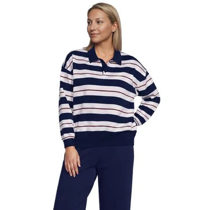 Women's Long Sleeve Serious Sweats Polo Collar Sweatshirt