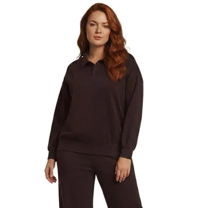 Women's Long Sleeve Serious Sweats Polo Collar Sweatshirt