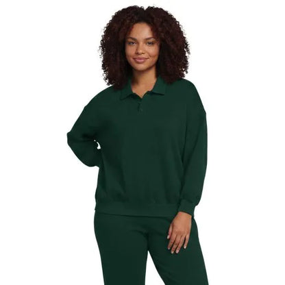 Women's Long Sleeve Serious Sweats Polo Collar Sweatshirt