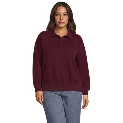 Women's Long Sleeve Serious Sweats Polo Collar Sweatshirt