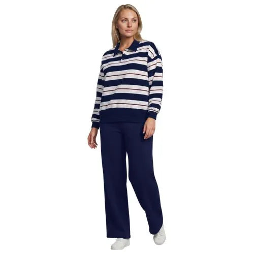Women's Long Sleeve Serious Sweats Polo Collar Sweatshirt