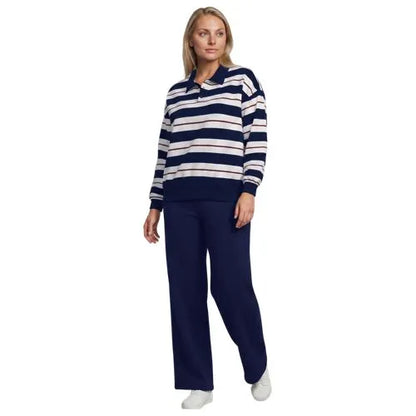 Women's Long Sleeve Serious Sweats Polo Collar Sweatshirt