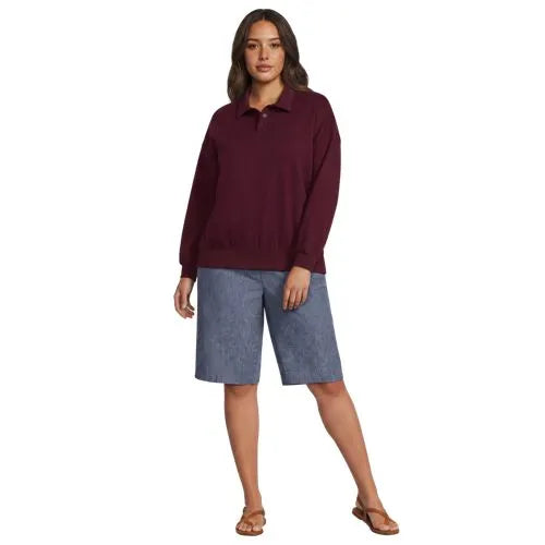 Women's Long Sleeve Serious Sweats Polo Collar Sweatshirt