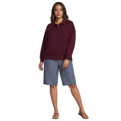 Women's Long Sleeve Serious Sweats Polo Collar Sweatshirt