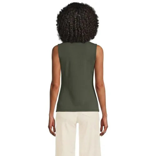 Women's Polished Rib Button Front Tank