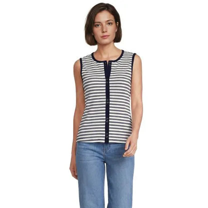 Women's Polished Rib Button Front Tank