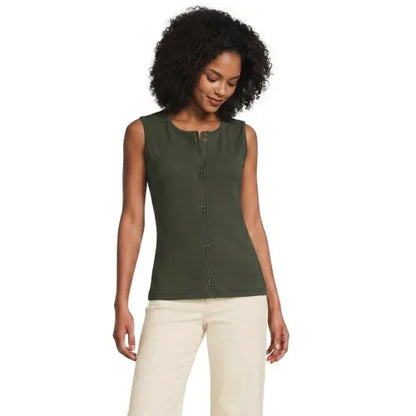 Women's Polished Rib Button Front Tank