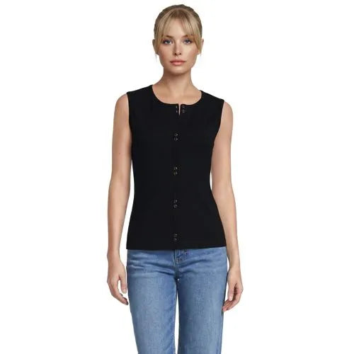 Women's Polished Rib Button Front Tank