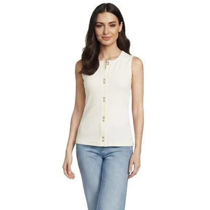 Women's Polished Rib Button Front Tank