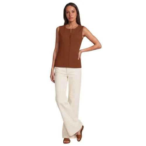 Women's Polished Rib Button Front Tank