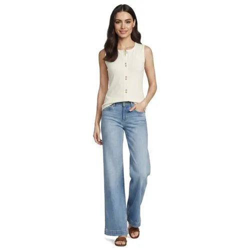 Women's Polished Rib Button Front Tank