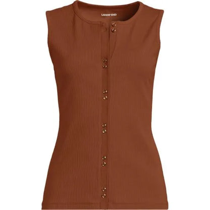 Women's Polished Rib Button Front Tank