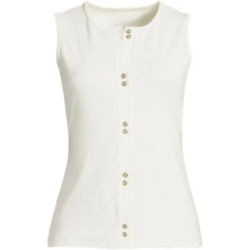 Women's Polished Rib Button Front Tank