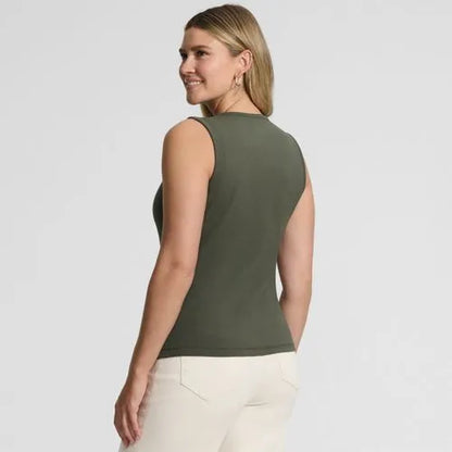 Women's Polished Rib Button Front Tank