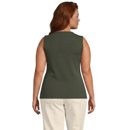 Women's Polished Rib Button Front Tank