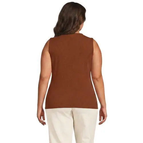 Women's Polished Rib Button Front Tank