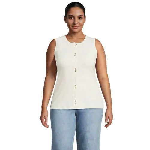Women's Polished Rib Button Front Tank