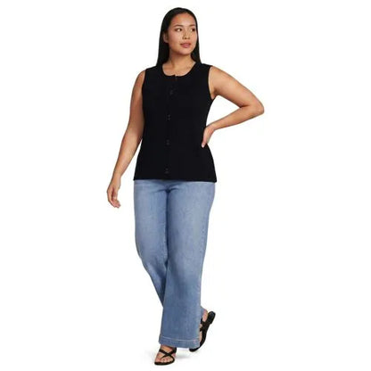Women's Polished Rib Button Front Tank
