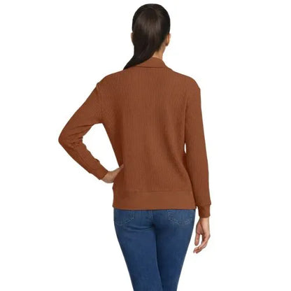 Women's Long Sleeve Waffle Button Up Henley