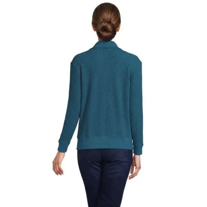 Women's Long Sleeve Waffle Button Up Henley
