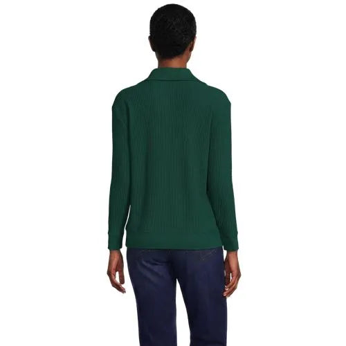 Women's Long Sleeve Waffle Button Up Henley
