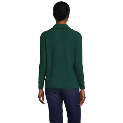 Women's Long Sleeve Waffle Button Up Henley